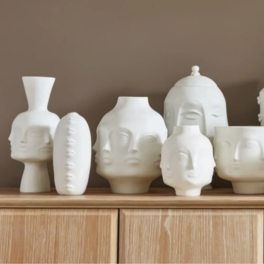 Jonathan Adler Dora Maar Porcelain Bisque White Faces Vase - Picture 2 of 9